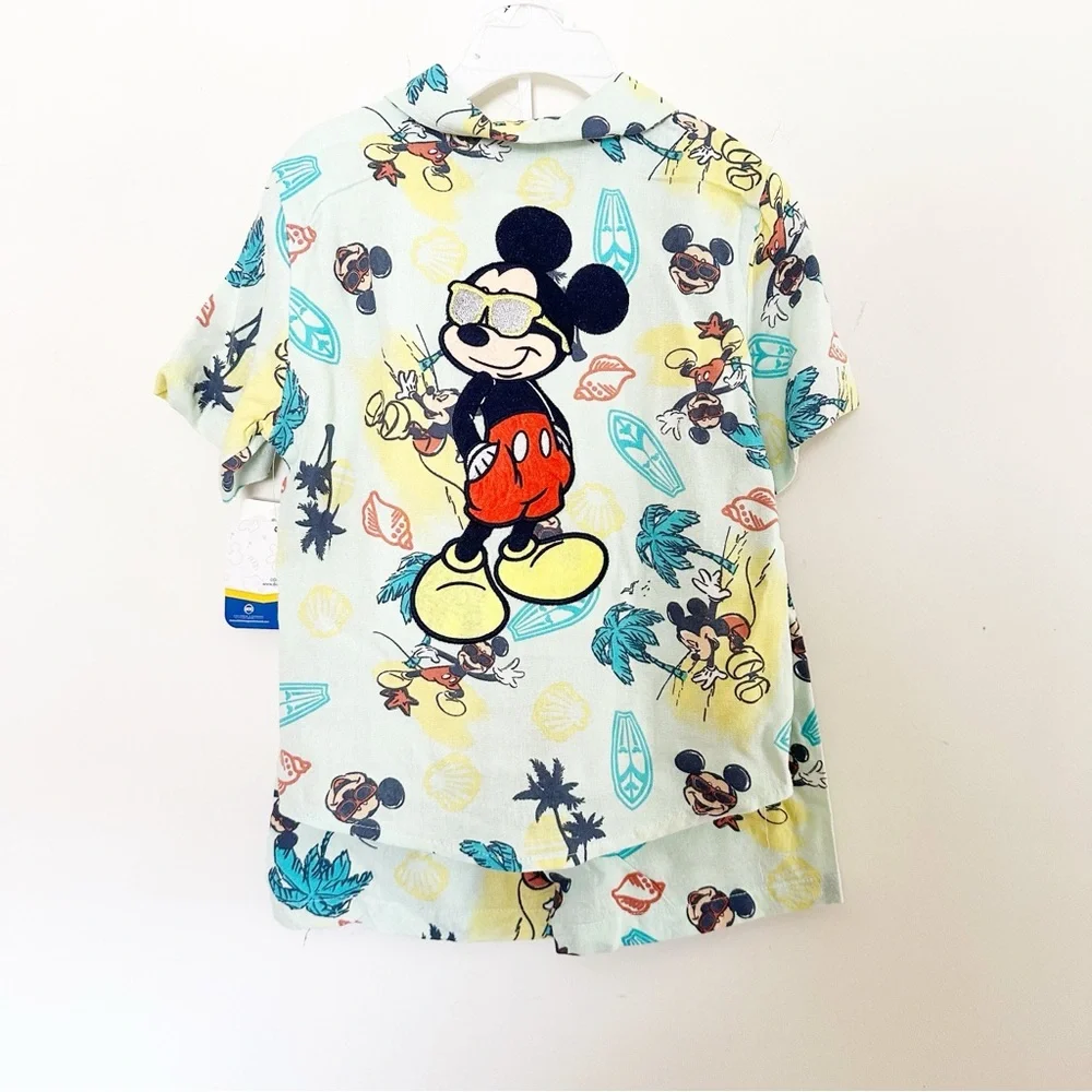 Disney Mickey Mouse linen blend button down shirt and short set